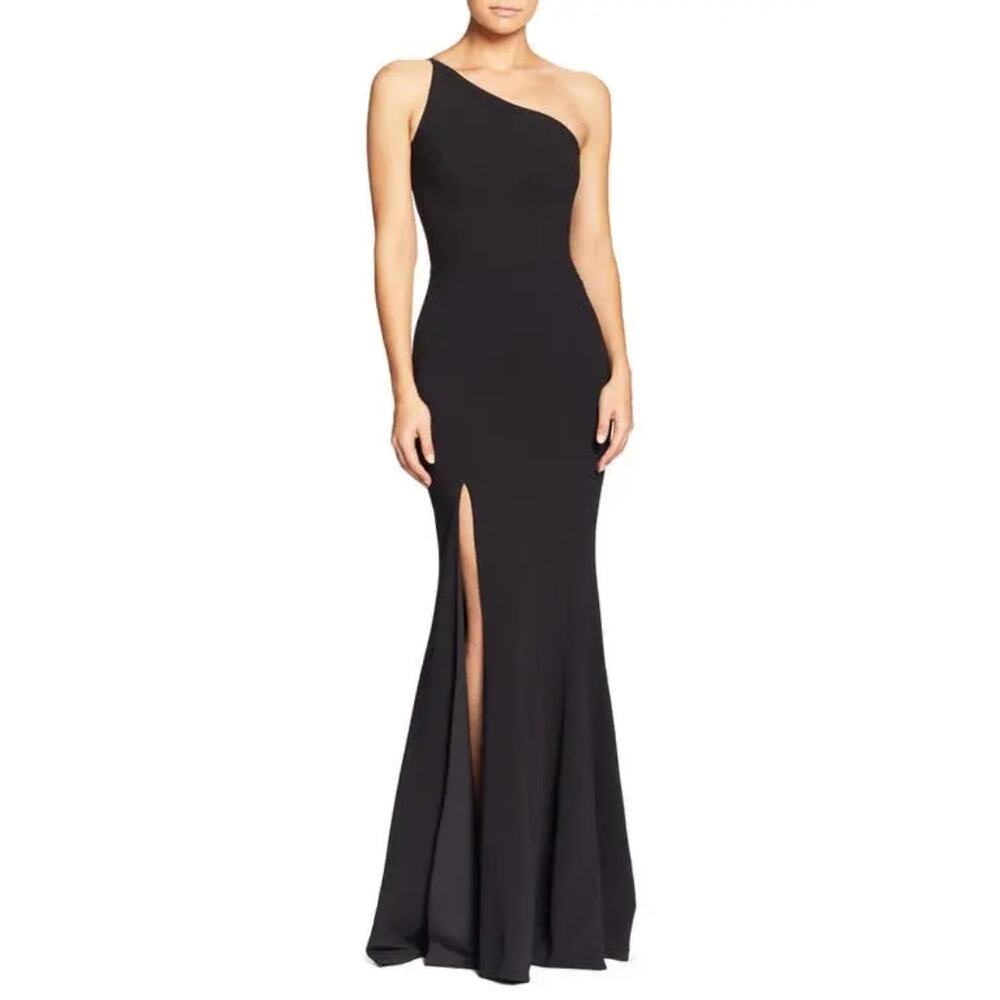 Dress The Population Black Amy One Shoulder Gown Mermaid Gala Banquet Size XS